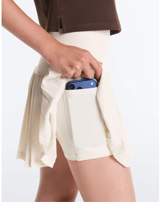 Oysho White Pleated High-rise Seamless Short Skirt