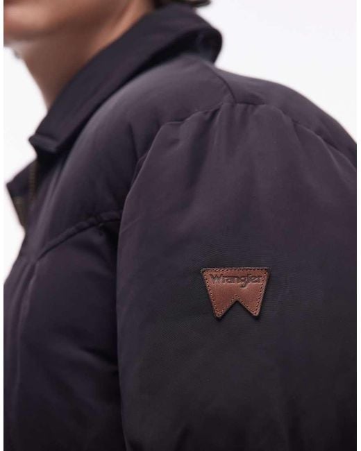 Wrangler Blue Short Puffer Jacket With Collar for men