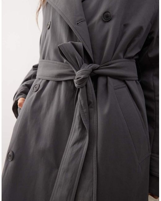 Weekday Oversized Gewatteerde Trenchcoat in het Gray