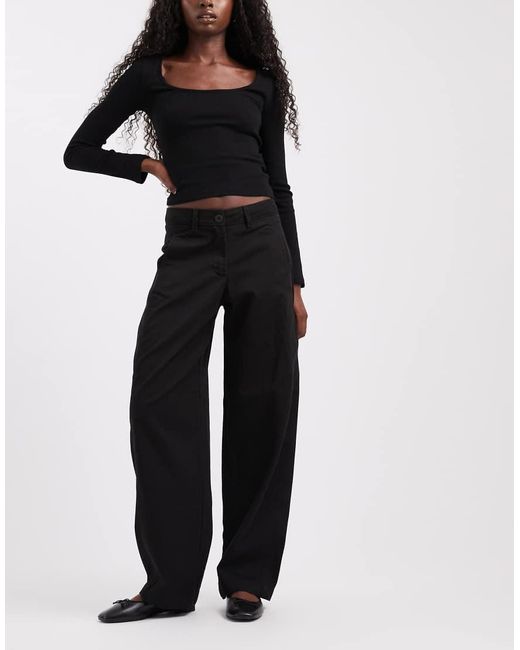 JJXX Black High Waisted Barrel Fit Trousers