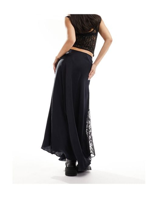 Free People Black Lace Insert Maxi Skirt