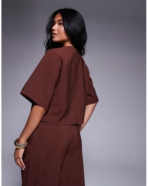 ASOS Purple Tailored Wrap Top With Gold Button Co-ord
