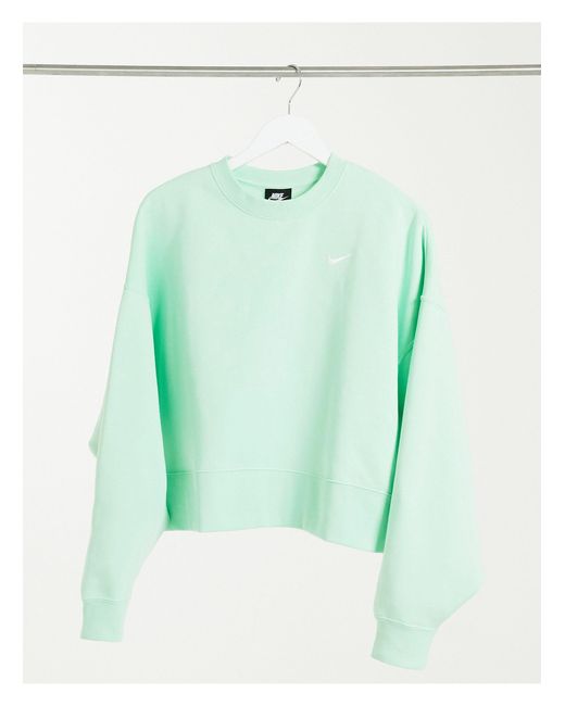 Nike mini swoosh oversized cropped sweatshirt in light gra sale