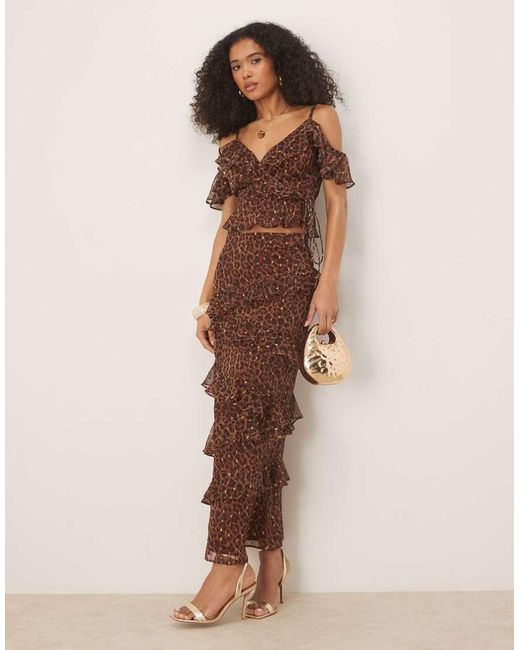 ANAYA Natural Leopard Print Maxi Skirt