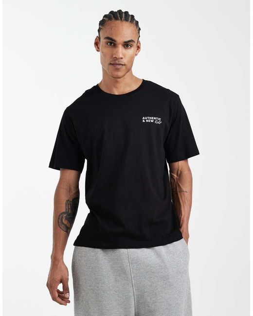 JJ Rebel Black Oversized T-Shirt With Logo Back Print for men