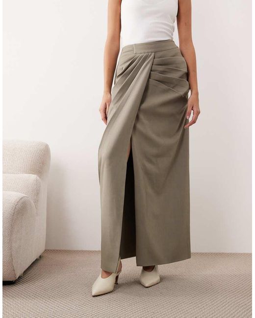 ARRANGE Natural Draped Tailored Maxi Skirt