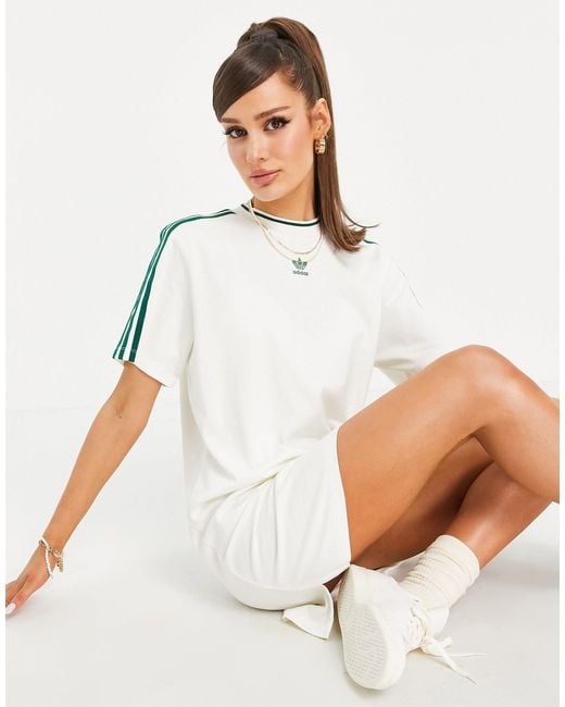 Adidas Originals White 'tennis Luxe' Logo T-shirt Dress