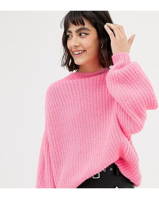 Mango Knitted Sweater In Neon Pink | Lyst Canada