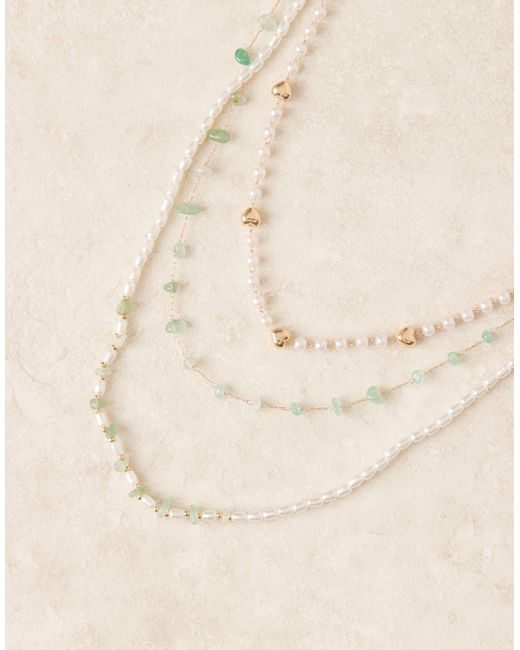 Collier multi-rangs avec perles synthétiques et éclats ASOS en coloris Natural