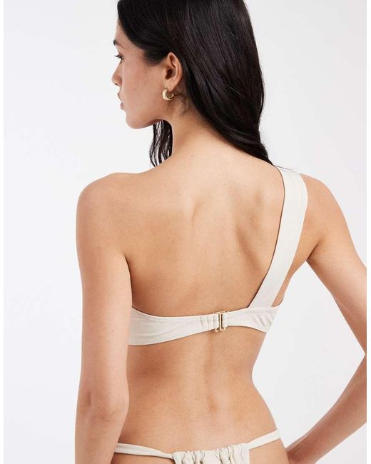 Pieces Natural One Shoulder Bikini Top Co-ord