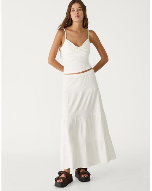 Stradivarius Top Met Bandjes En Knoop in het White