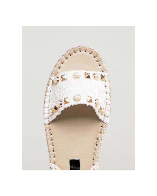 white studded espadrille sandals