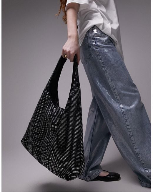 TOPSHOP Gray Tatiana Embellished Tote Bag