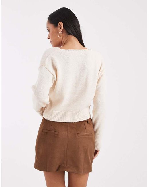 Miss Selfridge Gray Knitted Wrap Top