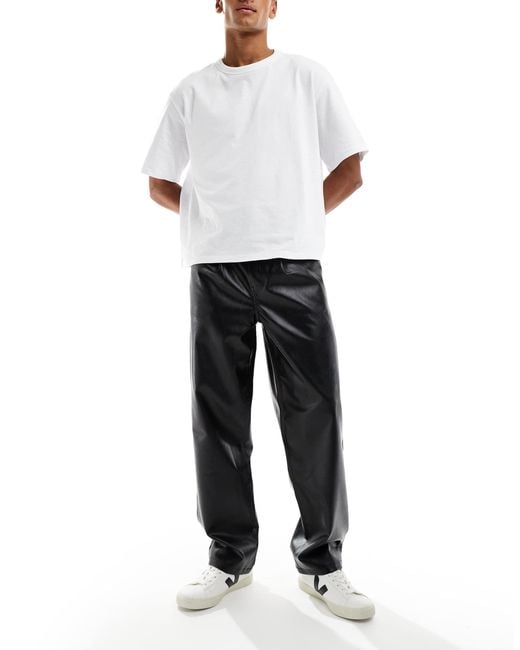 ASOS – weite hose aus kunstleder in Black für Herren