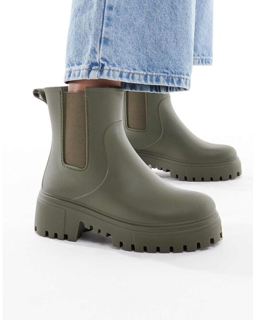 London Rebel Green Phoebe Chunky Chelsea Boots
