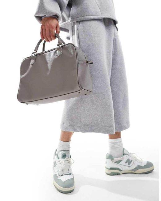 ASOS Gray Faux Leather Small Holdall Bag for men