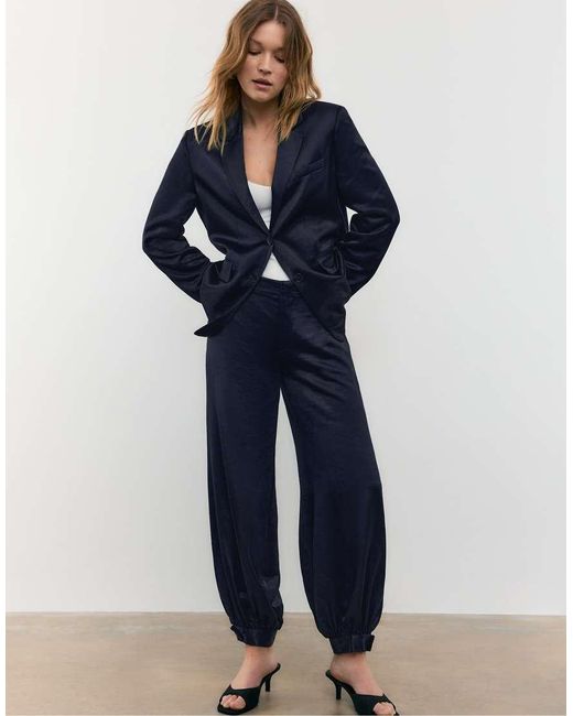 Stradivarius Blue Satin Blazer