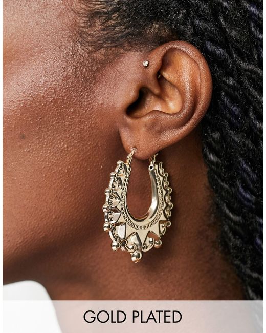 Image Gang Brown 18k Plated Creole Hoop Earrings
