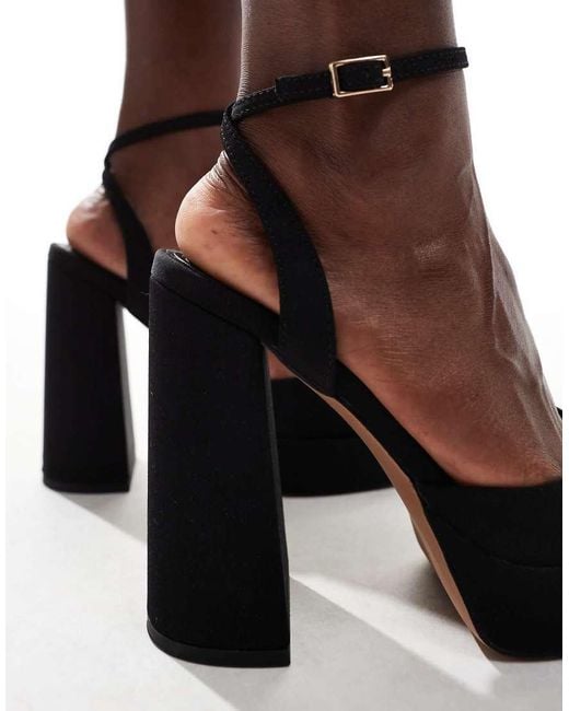Asos Design Wide Fit Brown Pressure Platform High Heeled Shoes