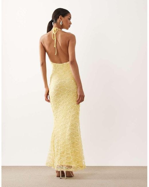 ASOS Multicolor Lace Sequin Halterneck Maxi Dress