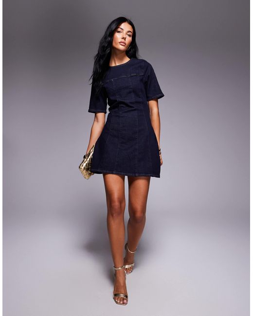 ASOS Blue – strukturiertes mini-jeanskleid