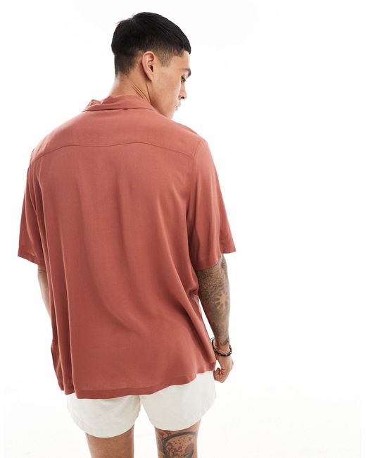 Chemise décontractée en viscose avec col à revers - marron rouille ASOS pour homme en coloris White