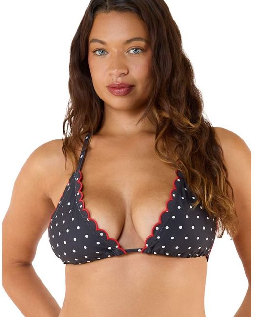 Peek & Beau White Dottie Scallop Triangle Top With Contrast Edge