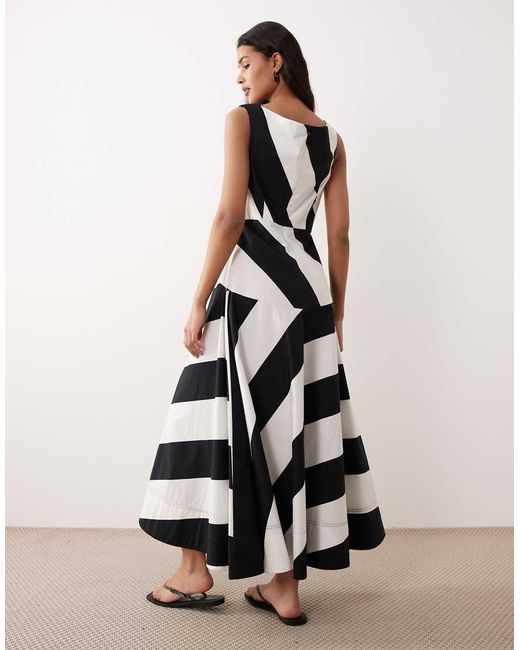 ASOS White Heavy Poplin Maxi Dress With Draped Neckline