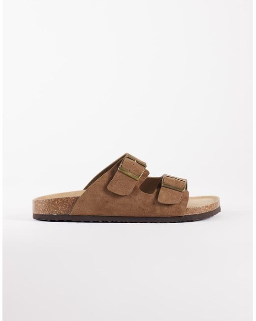 ASOS Natural Two Strap Sandals With Cork Soles for men