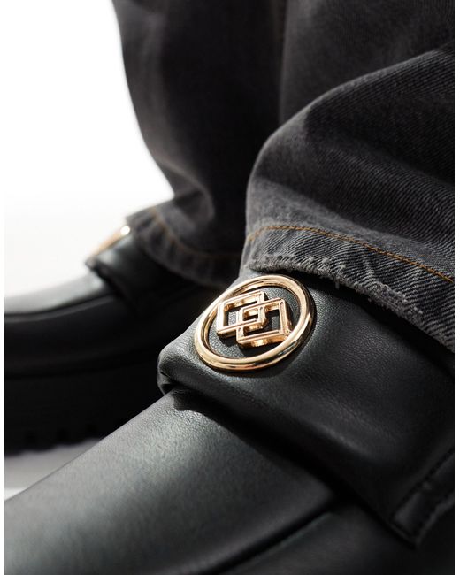 ASOS – wattierte loafer aus kunstleder mit dicker sohle in Black für Herren