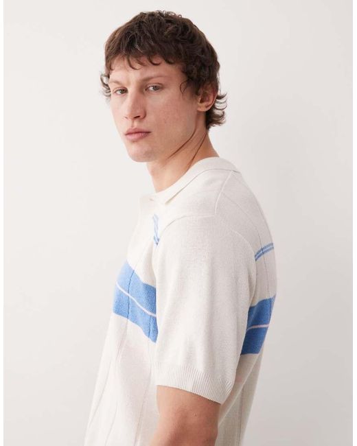 Farah Blue Archive Lambka Short Sleeve Knitted Polo Shirt for men