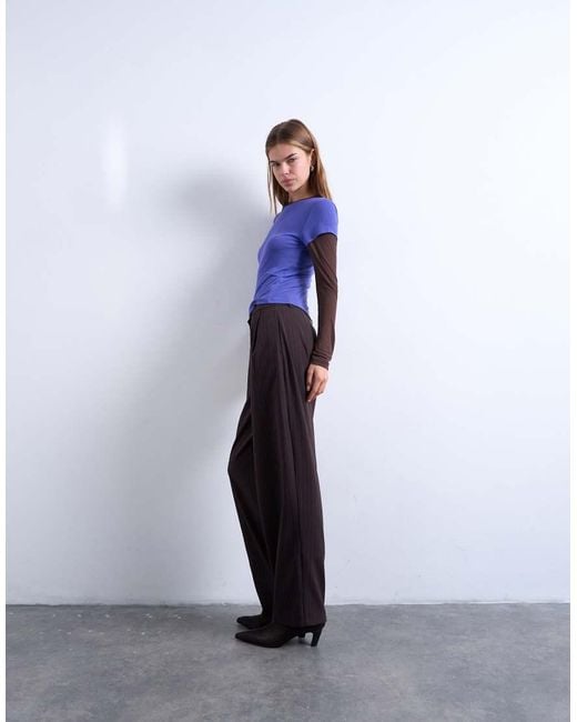 TOPSHOP Blue Tailored Pleated Ovoid Trouser