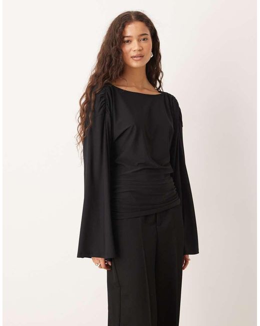 Gina Tricot Black Draped Back Blouse