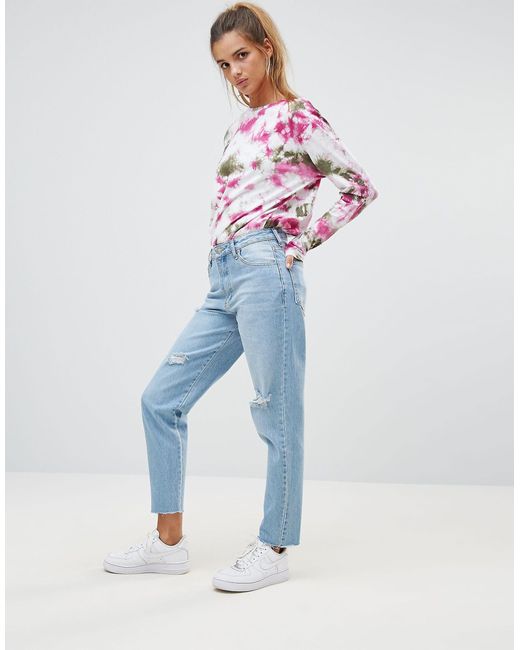 frayed hem mom jeans