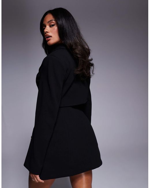 ASOS Blue Structured Tailored Embellished Long Sleeve Dress