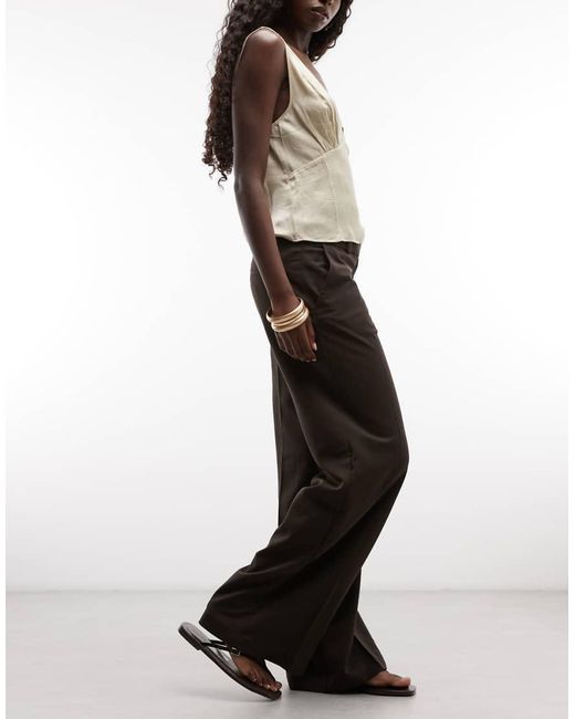 Monki Black Low Rise Straight Leg Trousers