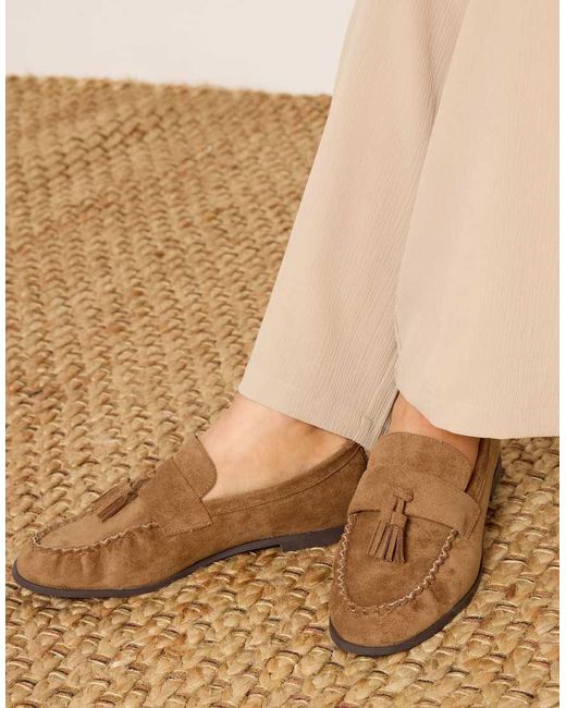Long Tall Sally Brown Faux Suede Tassel Loafers