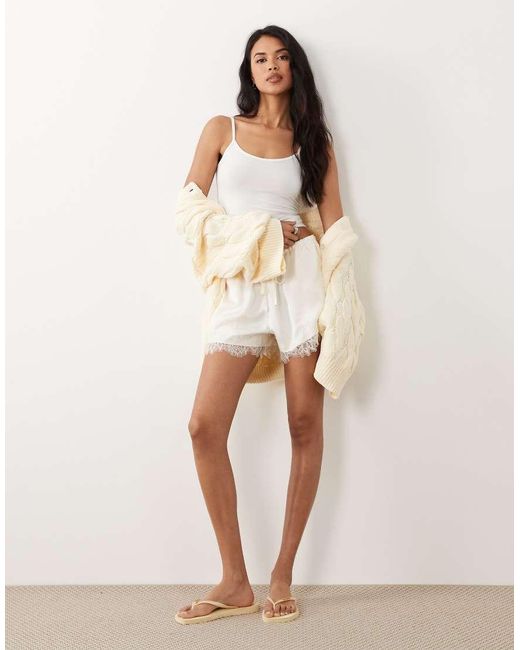 Gina Tricot Natural Satin Lace Shorts