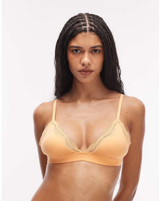 Tommy Hilfiger Orange Microfiber Lace Unlined Triangle Bra
