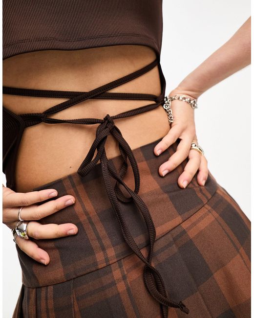 Cotton On Brown Cotton On Tie Detail Backless Crop Top