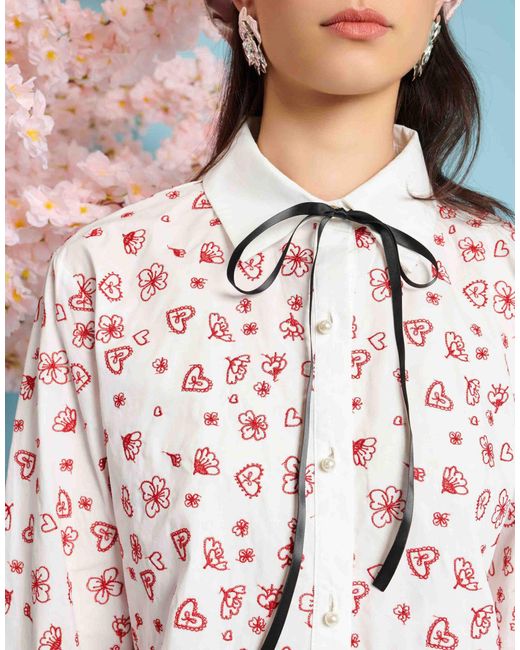 Sister Jane White Heart And Flower Embroidered Shirt