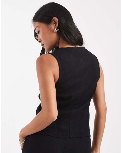 Noisy May Black Linen Mix Vest