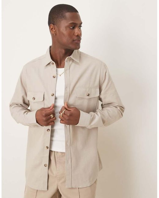 ASOS White Cotton Overshirt for men