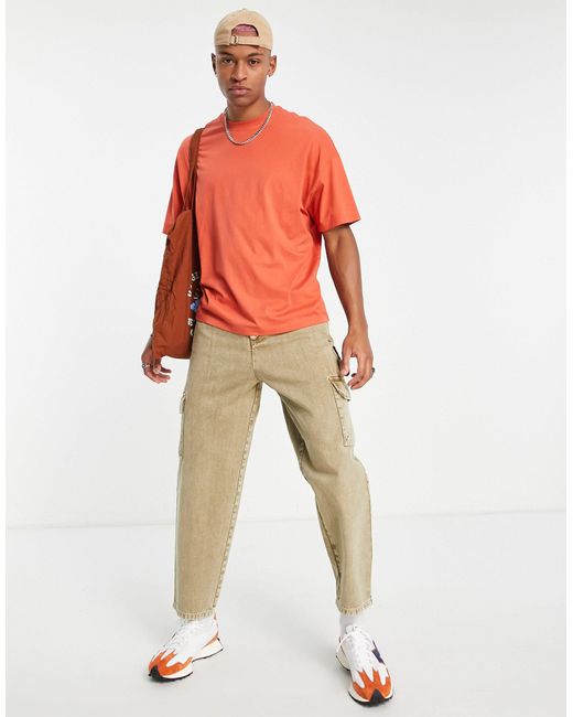 ASOS Cotton Oversized T-shirt With Crew Neck in Orange for Men | Lyst