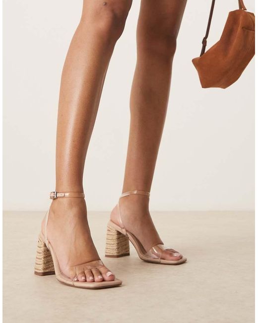 ASOS Natural Hotel Barely There Block Heeled Sandals