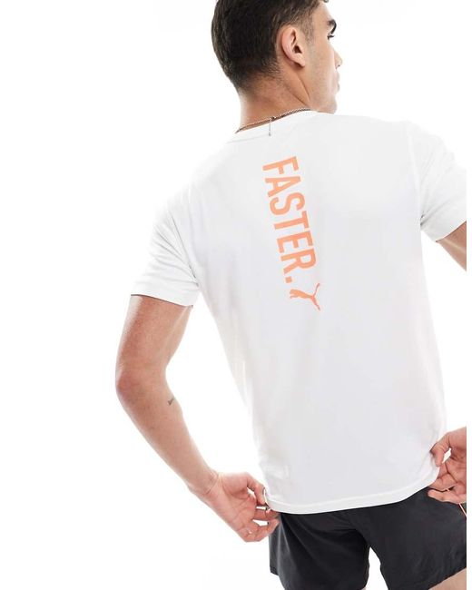 PUMA White 'faster' Graphic T-shirt for men