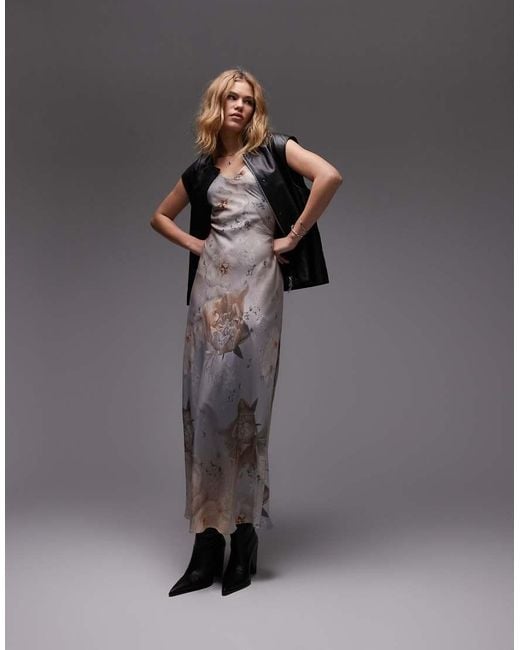 AllSaints Gray Bryony Maxi Dress
