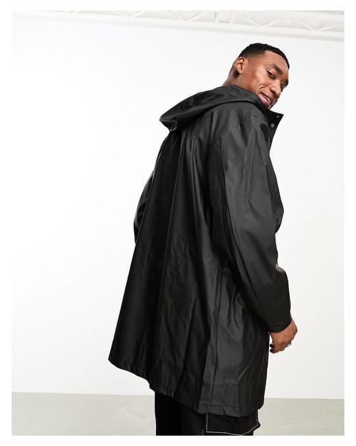 ASOS Black Rubberised Rain Jacket for men