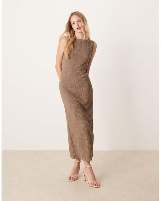 Mango Natural Textured Sleeveless Midi Dress